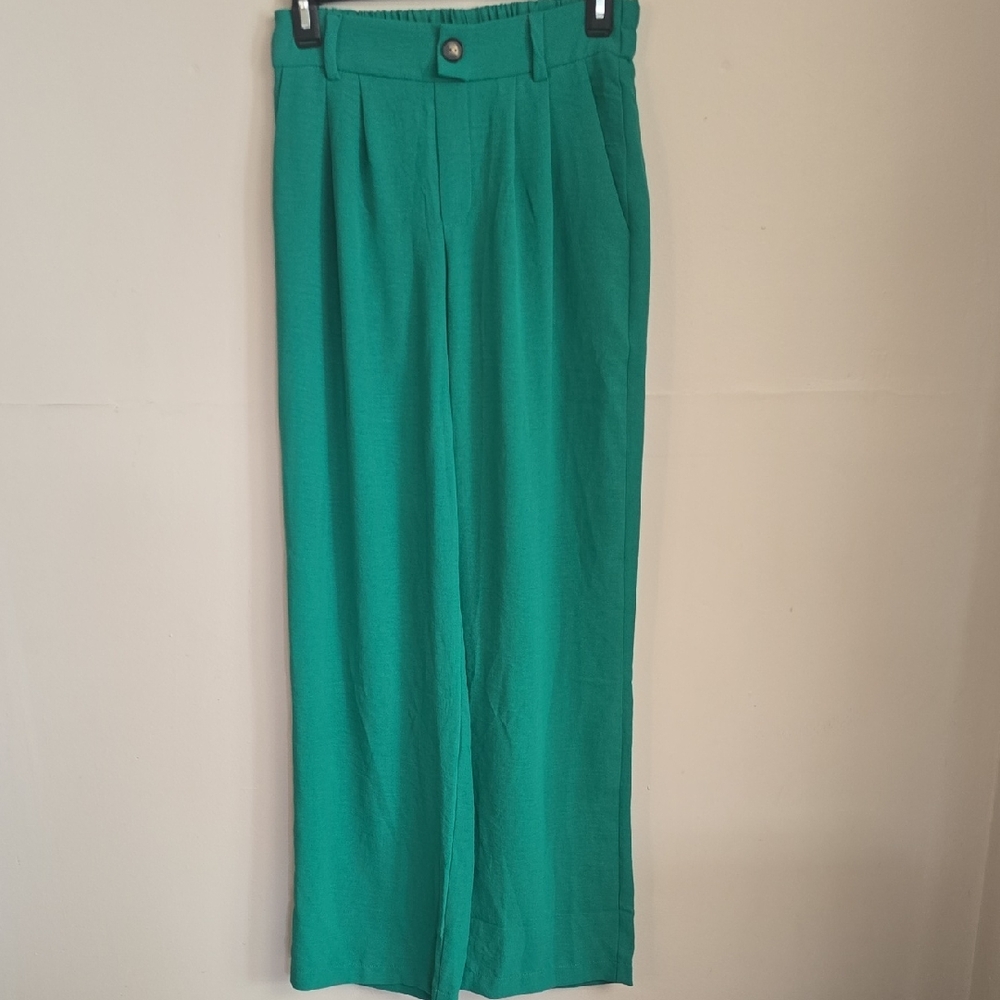 Tulle Green Wide-Leg Trousers